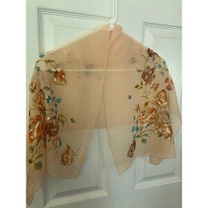 Glentox Vintage Chiffon Japan Handrolled Authentic Rectangular Silk Scarf 17x41